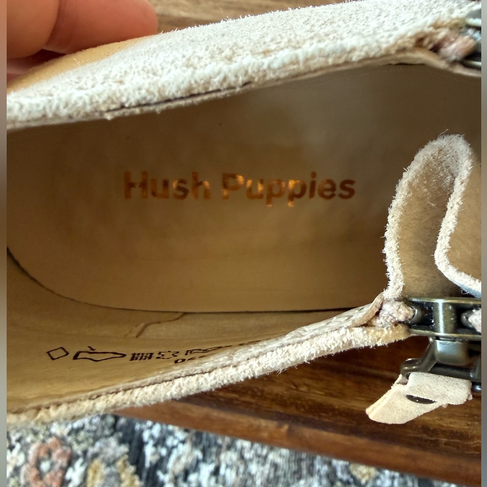 Hush Puppies ankle booties women's sz 8 medium beige leather suede nubuck comfy - Picture 8 of 9